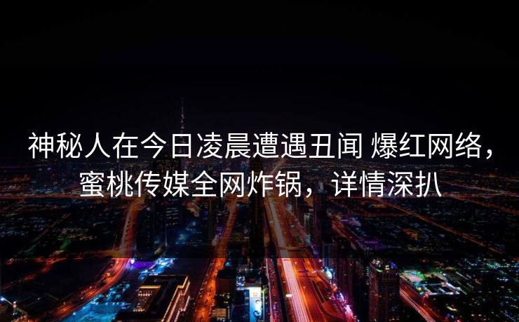 神秘人在今日凌晨遭遇丑闻 爆红网络，蜜桃传媒全网炸锅，详情深扒