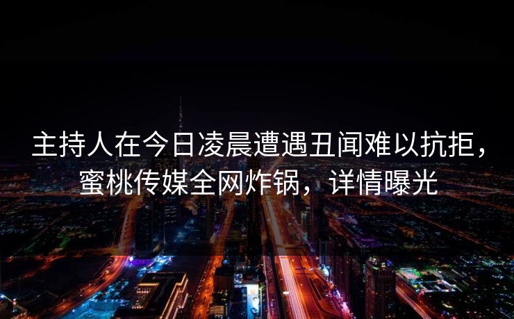 主持人在今日凌晨遭遇丑闻难以抗拒，蜜桃传媒全网炸锅，详情曝光