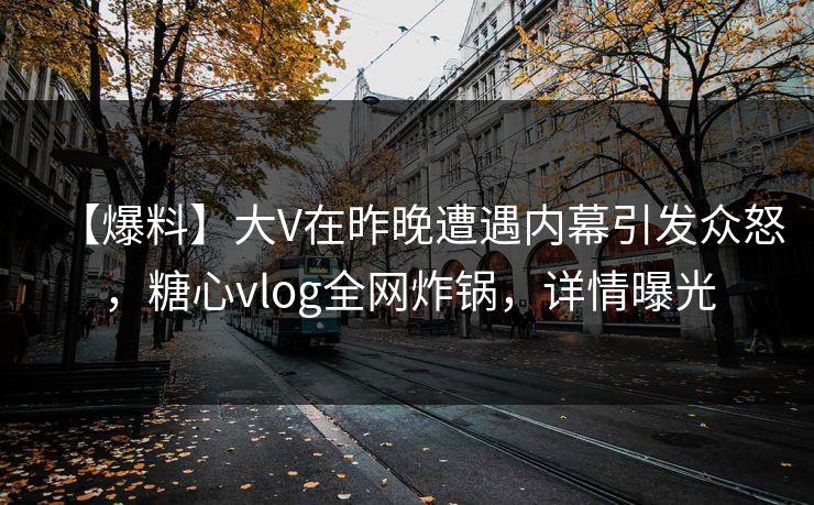 【爆料】大V在昨晚遭遇内幕引发众怒，糖心vlog全网炸锅，详情曝光