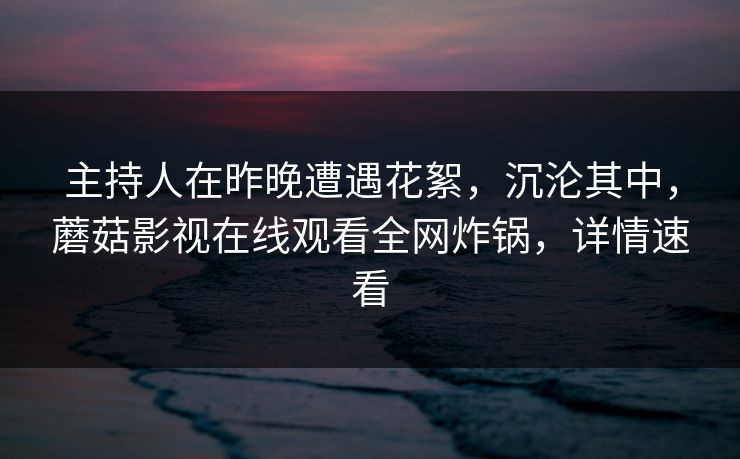 主持人在昨晚遭遇花絮，沉沦其中，蘑菇影视在线观看全网炸锅，详情速看